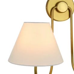 French 2-Light White Linen Conical Vanity Wall Lamp