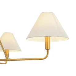 French Luxe Brass 4-Light White Linen Shade Candle Chandelier