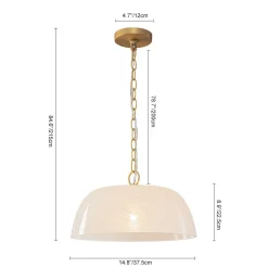 French Luxe 1-Light White Clouded Glass Round Pendant