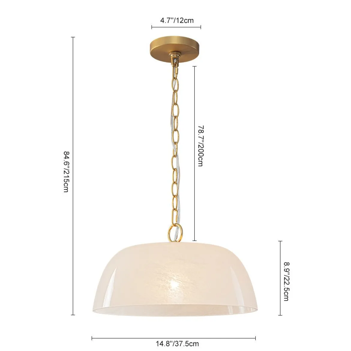 French Luxe 1-Light White Clouded Glass Round Pendant