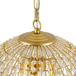 French Luxury Brass Floral Crystal Globe Chandelier