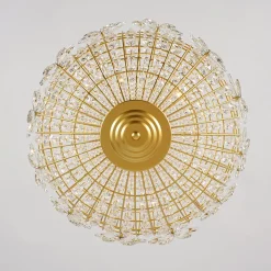 French Luxury Brass Floral Crystal Globe Chandelier