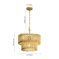 French Luxury Gold 2-Tier Metal Drum Cage Chandelier
