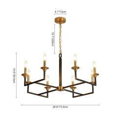 French Modern Iron 8-Light Candle Chandelier