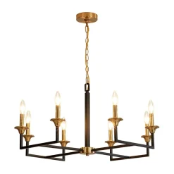 French Modern Iron 8-Light Candle Chandelier