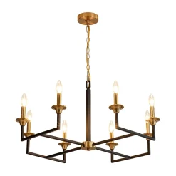 French Modern Iron 8-Light Candle Chandelier