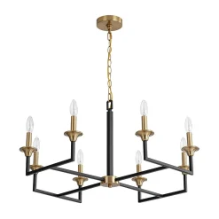French Modern Iron 8-Light Candle Chandelier
