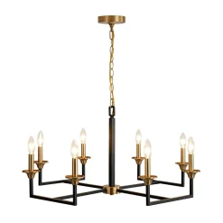 French Modern Iron 8-Light Candle Chandelier
