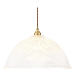 French Retro 1-Light Clear Ribbed Glass Dome Pendant