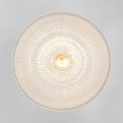 French Retro 1-Light Clear Ribbed Glass Dome Pendant