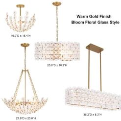 French Sculpture Brass Bloom Glass Floral Semi Flush Mount