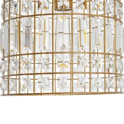 French Shabby Chic Antique Brass Crystal Cage Chandelier