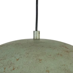 French Shabby Chic Weathered Patina Green Oversized Dome Pendant
