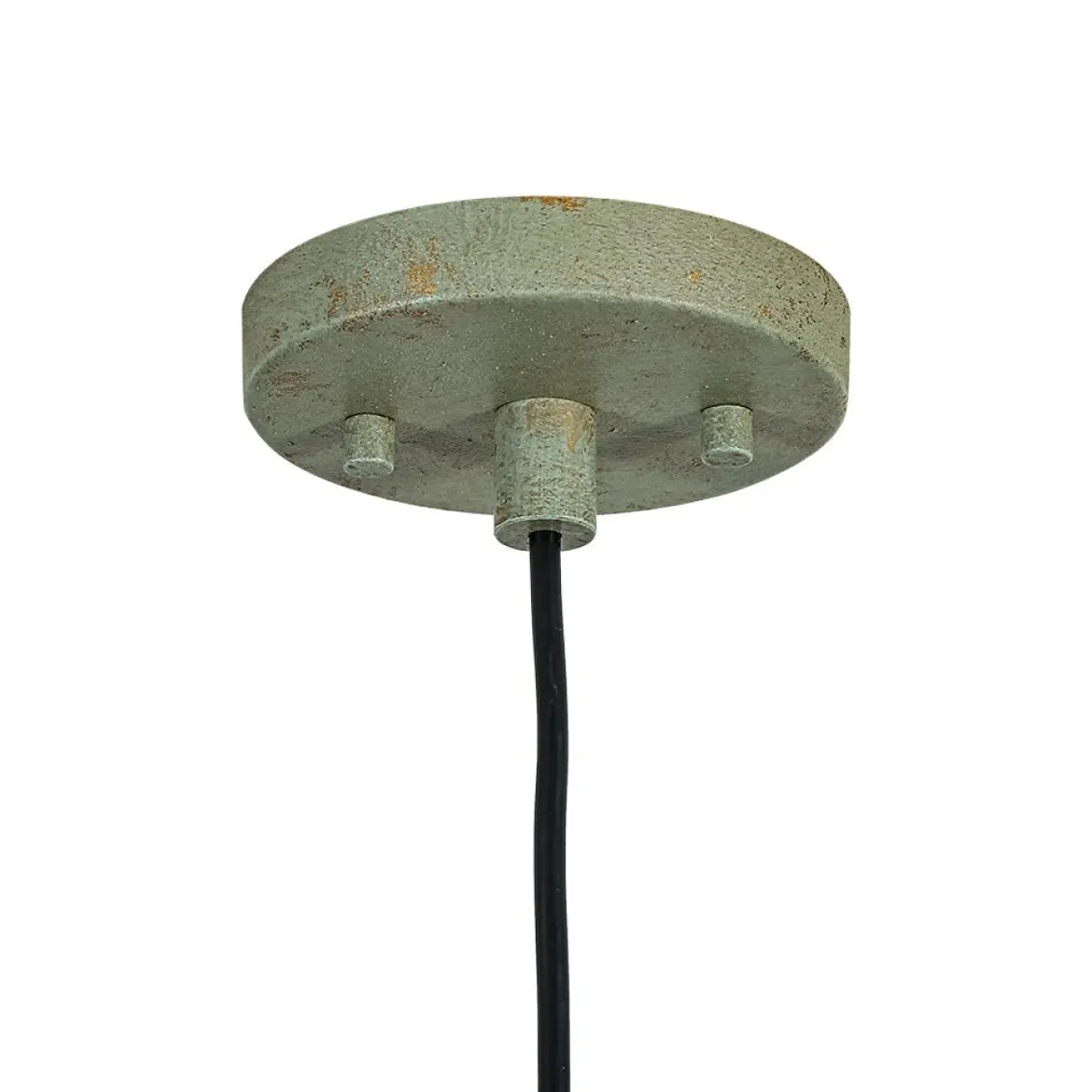 French Shabby Chic Weathered Patina Green Oversized Dome Pendant