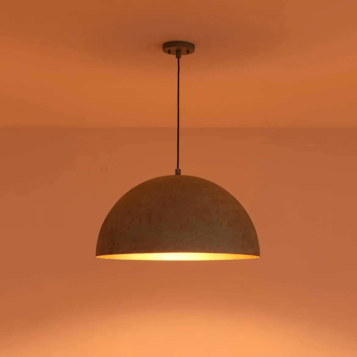 French Shabby Chic Weathered Patina Green Oversized Dome Pendant
