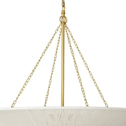 French 2-Tier Beige Woven Thread Cone Round Cage Chandelier