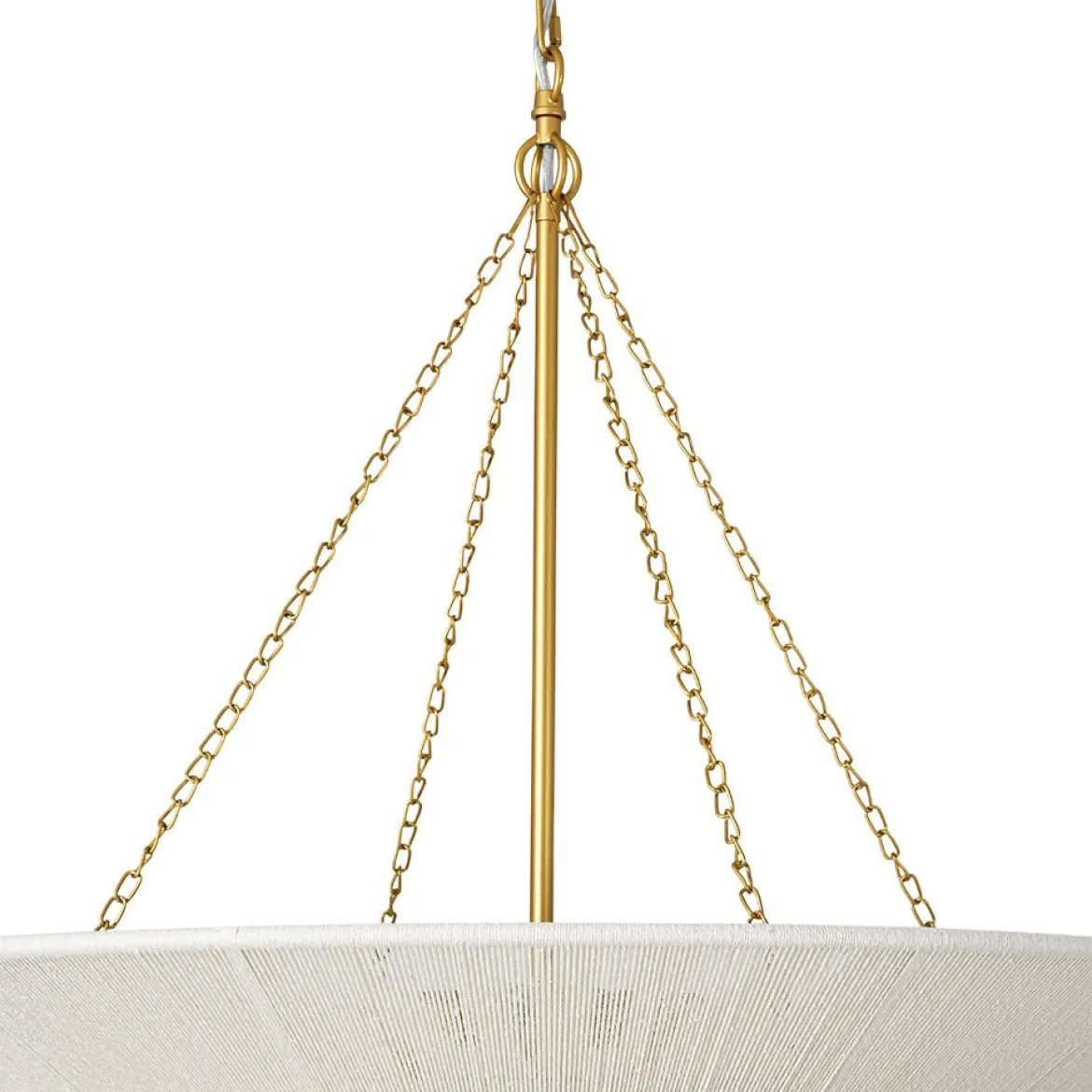 French 2-Tier Beige Woven Thread Cone Round Cage Chandelier