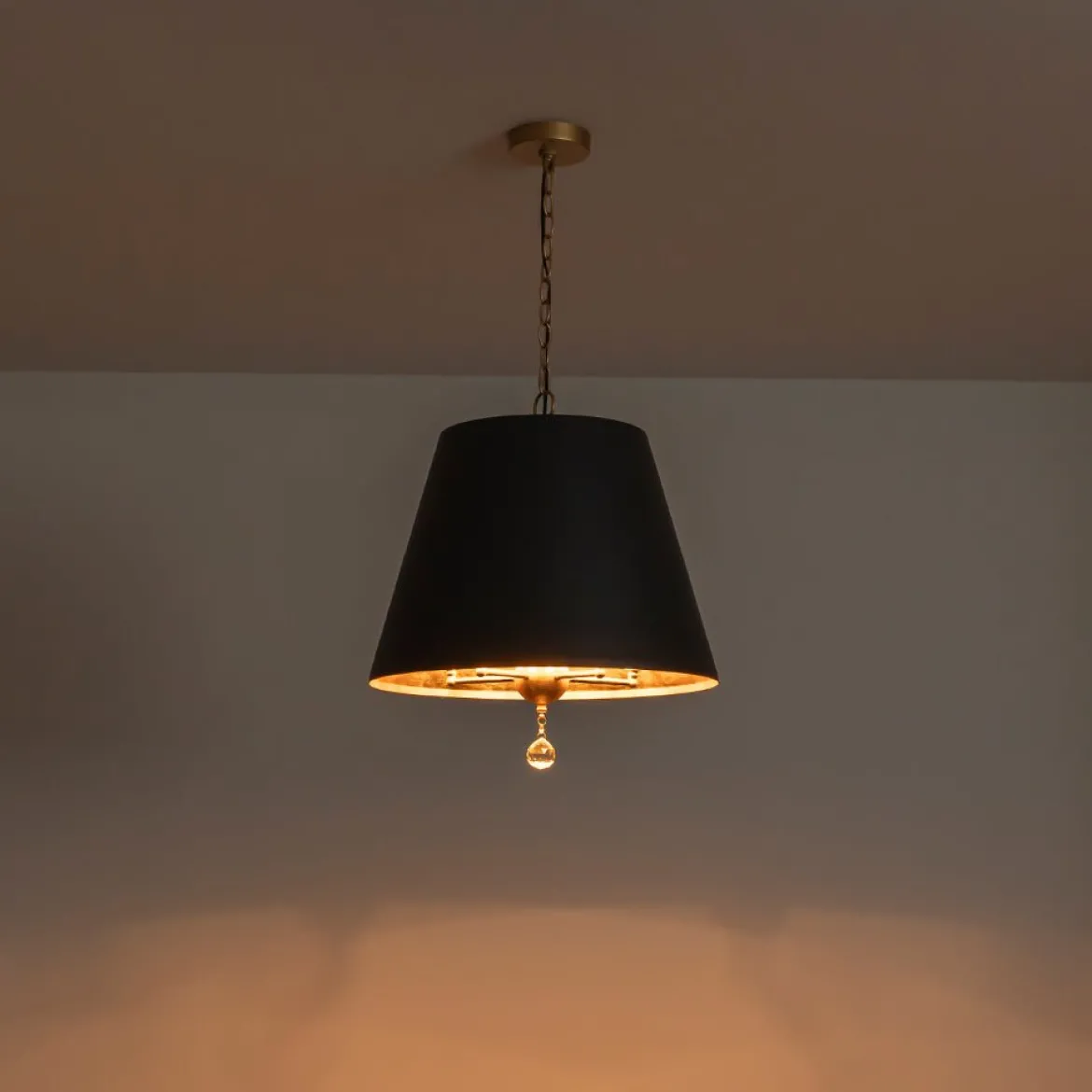 French Vintage Black Gold Iron Drum Cage Chandelier