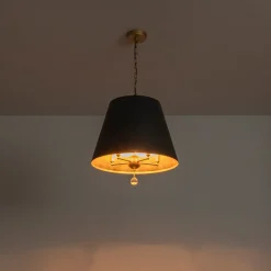 French Vintage Black Gold Iron Drum Cage Chandelier