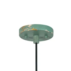French Vintage Weathered Gilded Oversized Iron Dome Pendant