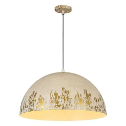 French Vintage Weathered Gilded Oversized Iron Dome Pendant