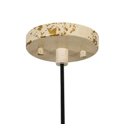 French Vintage Weathered Gilded Oversized Iron Dome Pendant