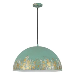 French Vintage Weathered Gilded Oversized Iron Dome Pendant