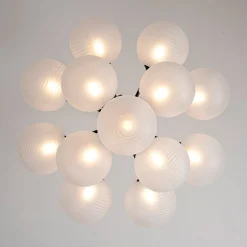 Frosted Ribbed Glass Bubble Chandelier