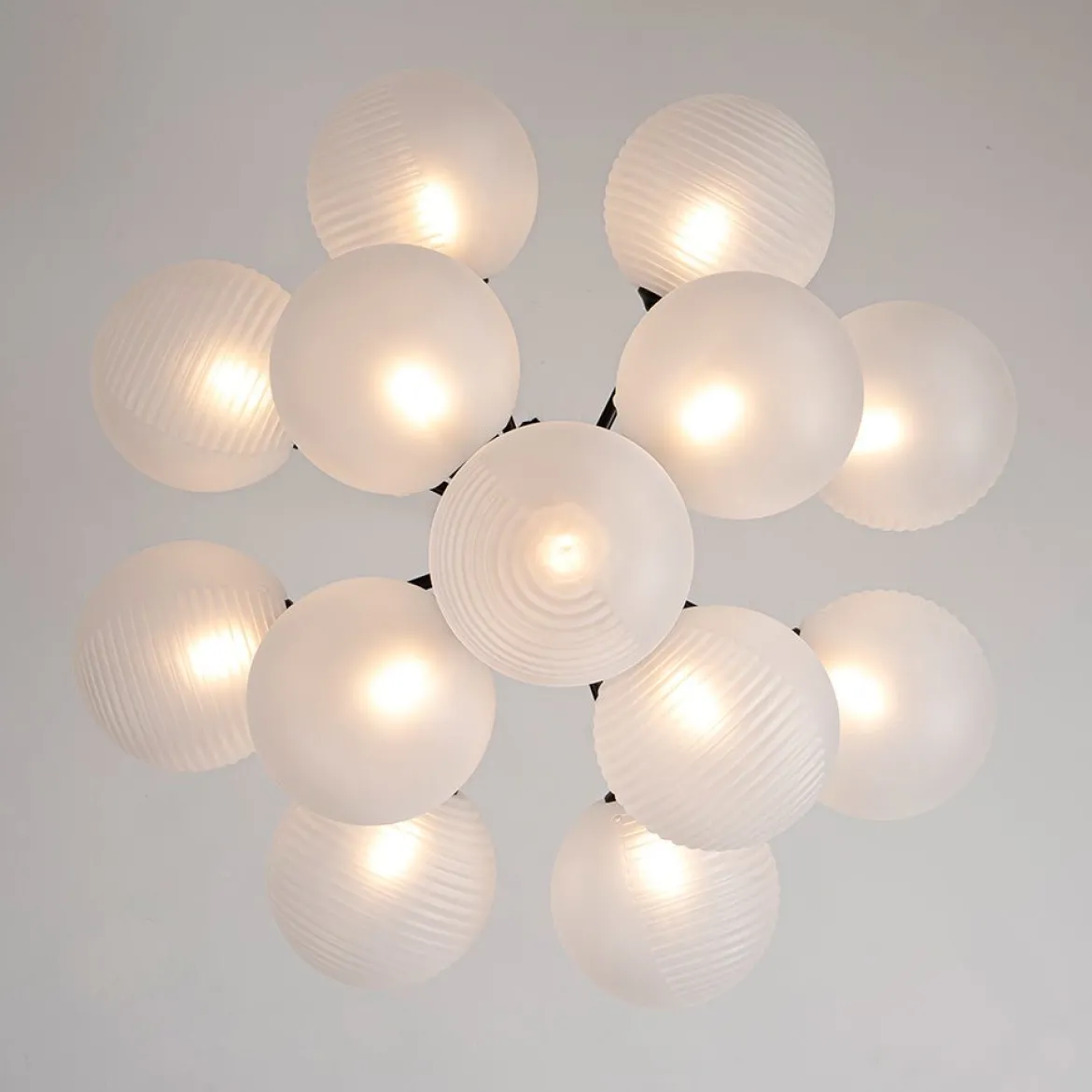 Frosted Ribbed Glass Bubble Chandelier