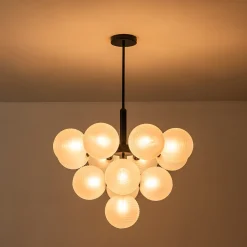 Frosted Ribbed Glass Bubble Chandelier