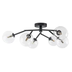 Funky Branch Style 6-Light Clear Glass Bubble Semi Flush Mount