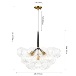 Funky Cluster Clear Faceted Glass Orb Bubble Chandelier