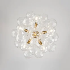 Funky Cluster Clear Faceted Glass Orb Bubble Chandelier