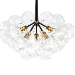 Funky Cluster Clear Faceted Glass Orb Bubble Chandelier