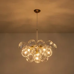 Funky Cluster Clear Faceted Glass Orb Bubble Chandelier