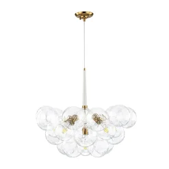 Funky Cluster Clear Faceted Glass Orb Bubble Chandelier