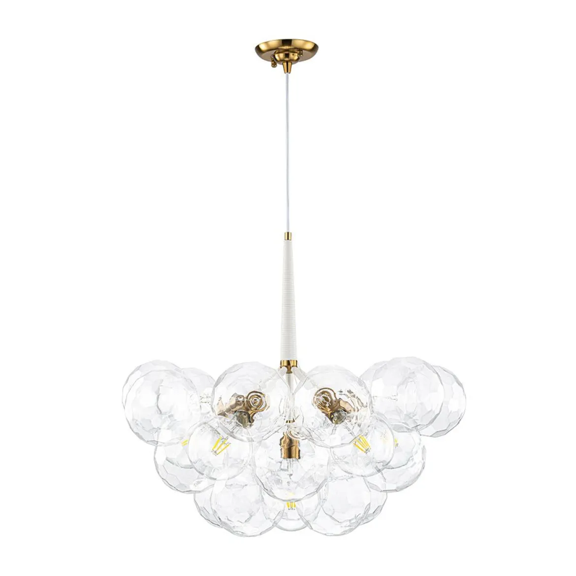 Funky Cluster Clear Faceted Glass Orb Bubble Chandelier