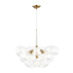 Funky Cluster Clear Faceted Glass Orb Bubble Chandelier