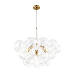 Funky Cluster Clear Faceted Glass Orb Bubble Chandelier
