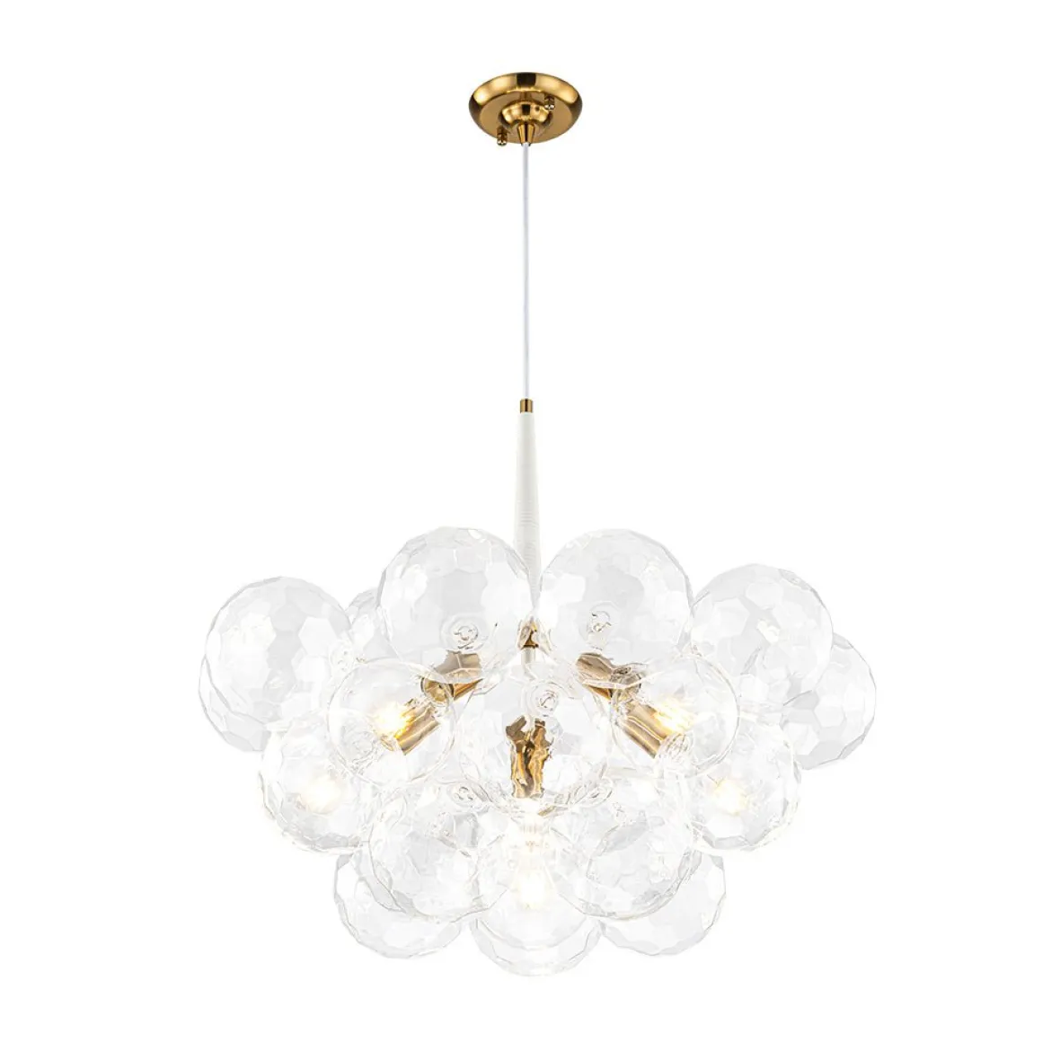 Funky Cluster Clear Faceted Glass Orb Bubble Chandelier