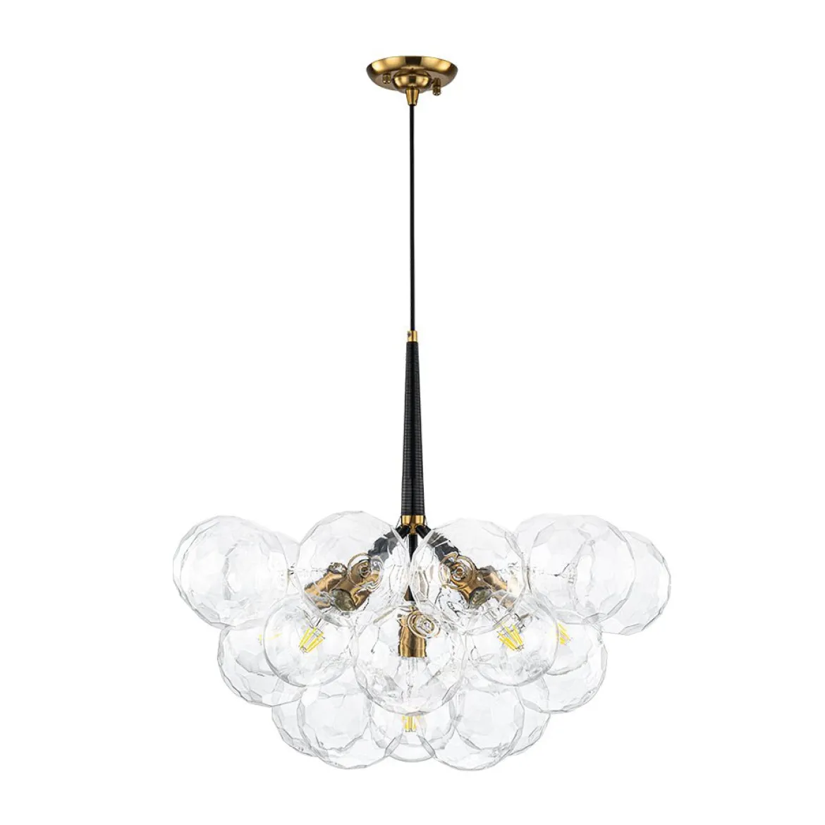 Funky Cluster Clear Faceted Glass Orb Bubble Chandelier