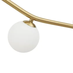 Funky Curved White Glass Bubble Linear Island Chandelier