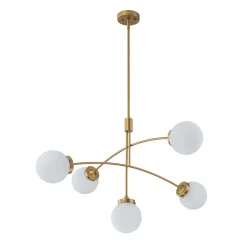 Funky 5-Light Seesaw Arched Arm Glass Globe Semi Flush Chandelier