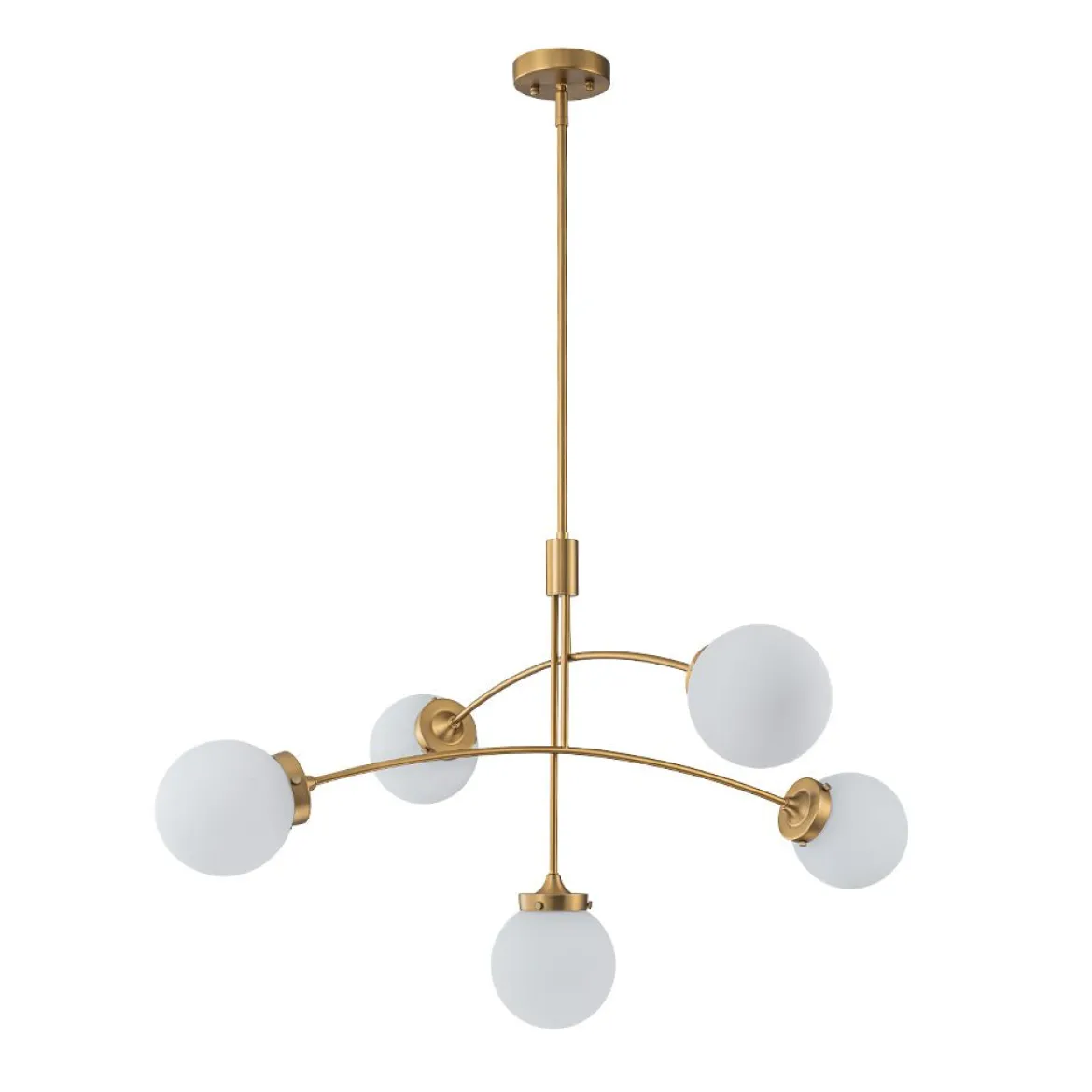Funky 5-Light Seesaw Arched Arm Glass Globe Semi Flush Chandelier