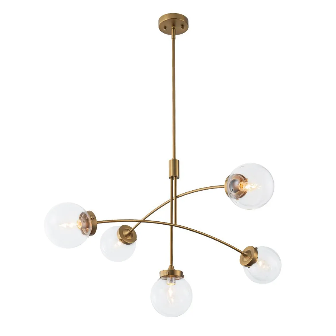 Funky 5-Light Seesaw Arched Arm Glass Globe Semi Flush Chandelier
