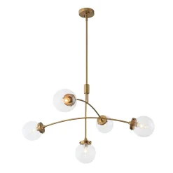Funky 5-Light Seesaw Arched Arm Glass Globe Semi Flush Chandelier