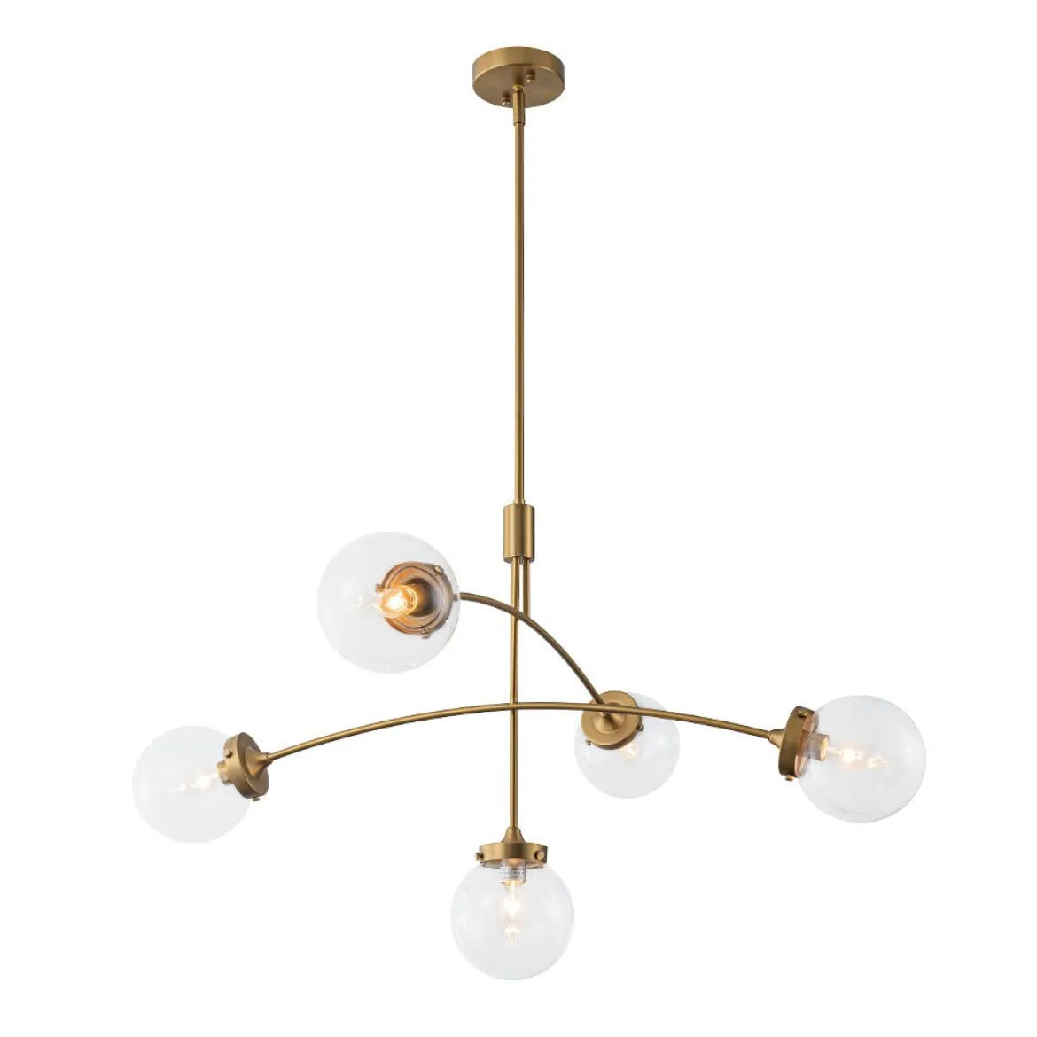 Funky 5-Light Seesaw Arched Arm Glass Globe Semi Flush Chandelier