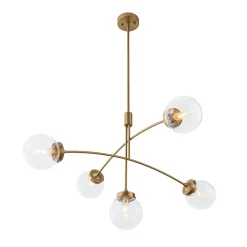 Funky 5-Light Seesaw Arched Arm Glass Globe Semi Flush Chandelier