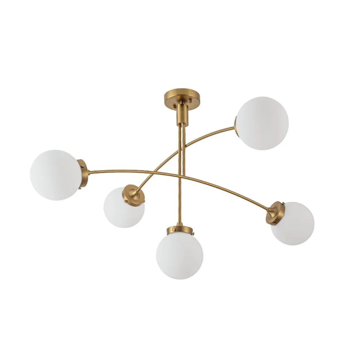 Funky 5-Light Seesaw Arched Arm Glass Globe Semi Flush Chandelier