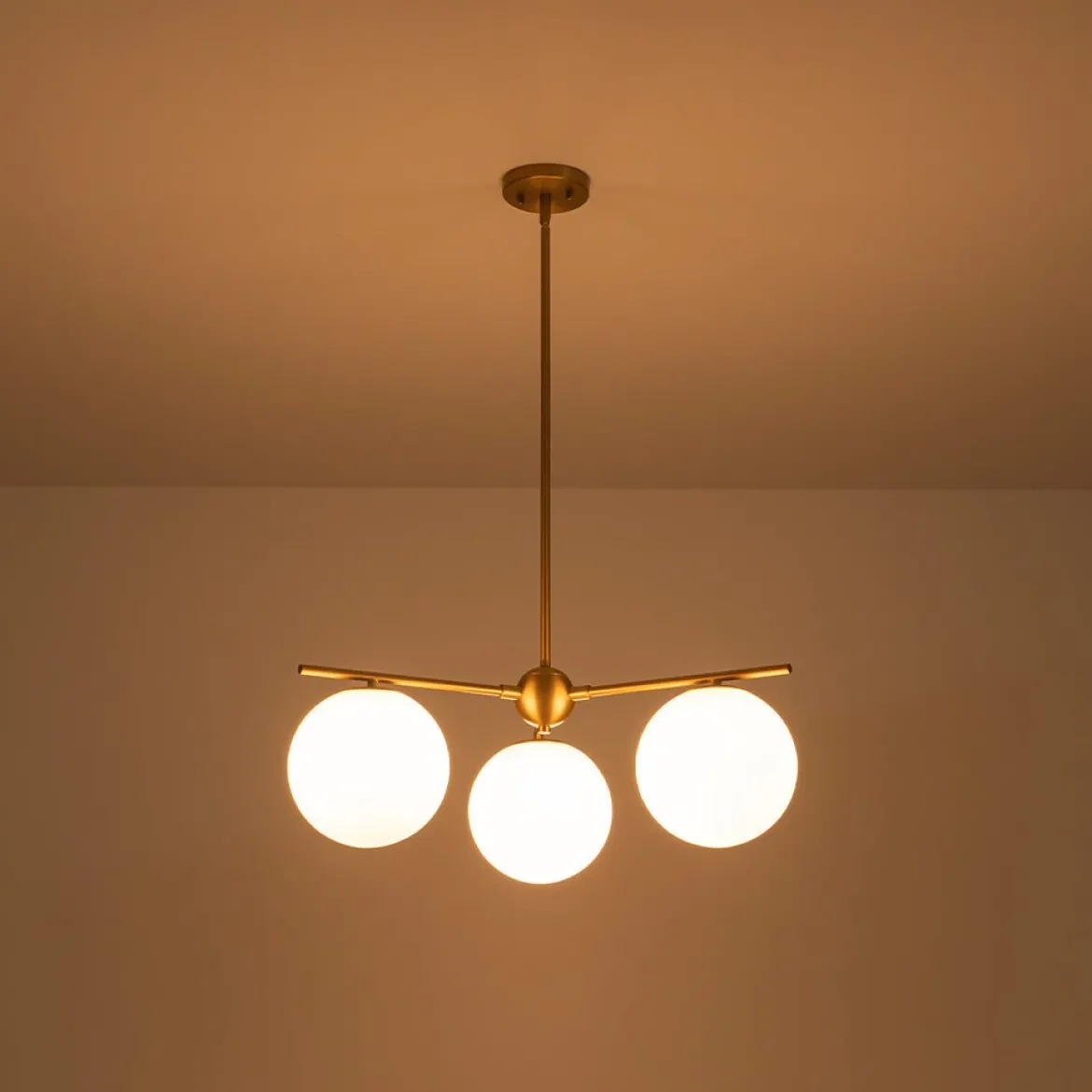 Funky Linear Sputnik Opal Glass Globe Tier Bubble Chandelier